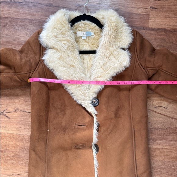 Boden Faux Shearling Suede Coat Camel Brown Sherpa Lined Jacket Women’s Size 2 - Picture 6 of 10